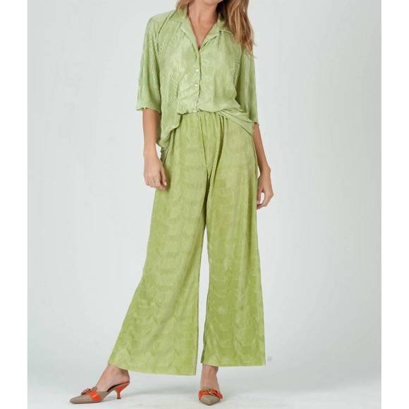 NEW LUCCA raleigh button down set top and pant in keylime - Picture 1 of 3